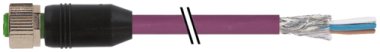 M12 F STR. WITH CABLEDEVICENET PUR-OB 2X0,25+2X0,34 VIOLET