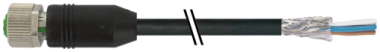M12 F STR. WITH CABLE PUR-OB 8X0,25 BLACK 15M
