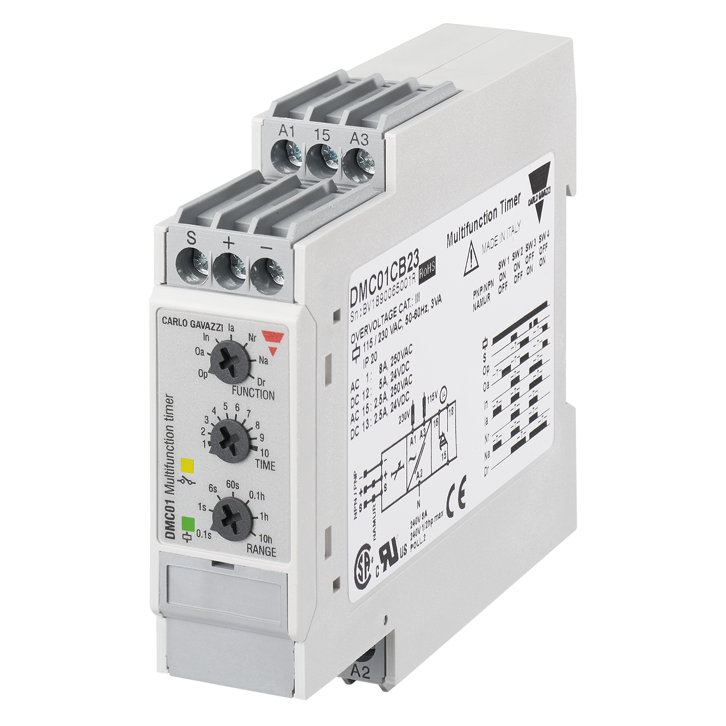 TIDRELÄ MULTIFUNKTION EXT,GIVARE 115/230VAC