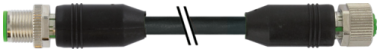 M12 M/M12 F STR, SHLD PUR-OB 8X0,25 BLACK ,+ 1M
