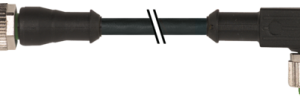 M12 M STR./M12 F 90GR PVC-OB   4X0,34 BLACK 7,0M