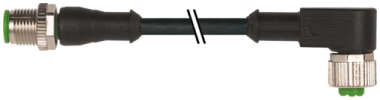 M12 M STR./M12 F 90GR PVC-OB 4X0,34 BLACK 7,0M