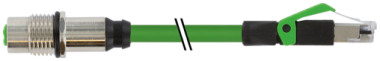 M12 FEM. RECEPT. D-COD. REAR/RJ45 MALE 0° SHIELDED PUR 0.3M