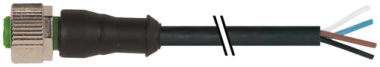 M12 FEMALE 0GR A-COD. WITH CABLE PVC 4X0.34 BK UL/CSA 1M