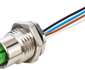 M12 FEMALE RECEPT. A-COD. REAR PP-WIRES 8X0.34 0.3M