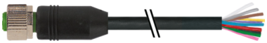 M12 F STR. WITH CABLE PUR-OB 12X0,14 BLACK 10M