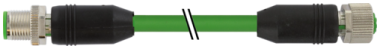 M12 M/M12 F STR. CUBE67 PUR-OB 4X0,5+2X0,25 GREEN 8M