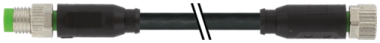 M8 M STR./M8 F STR. PUR-OB 3X0,25 BLACK 0,6M