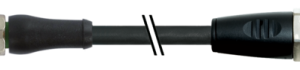 M12 POWER MALE 0° L-COD.  7/8'' FEMALE 0° PUR 5X1.5 BK  0.6M