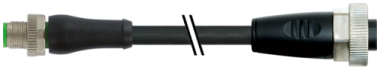 M12 POWER MALE 0° L-COD. 7/8'' FEMALE 0° PUR 5X1.5 BK 0.6M