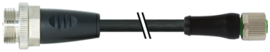 7/8" MALE 0° / M12 POWER FEMALE 0° L-COD. PUR 5X1.5 BK 0.6M