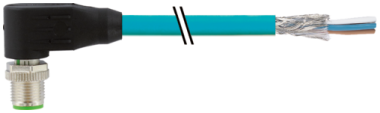 M12 MALE 90° D-COD. WITH CABLE TPE 2X2X24AWG CAT5E BU 2M