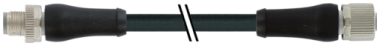 M12 POWER MALE 0° / FEMALE 0° L-COD. PUR 5X1.5 BK 10M