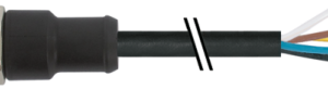 MINI (7/8) 3 POLE, FEMALE 0° W/ CABLE PUR 3X1.5 (3X16AWG) BK