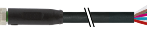 M8 MALE 0GR WITH CABLE PUR 8X0.14 BK 10M