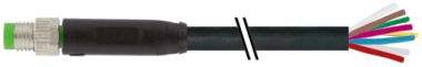 M8 MALE 0GR WITH CABLE PUR 8X0.14 BK 10M