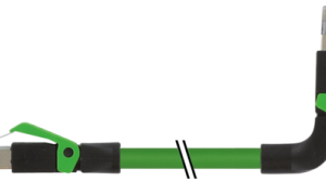 RJ45 MALE 0° / RJ45 MALE 90° UP PUR 1X4XAWG22 GN 0.3M