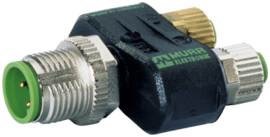 T-COUPLER SLIMLINE M12-M 3P./ 2X M8-F 3P.