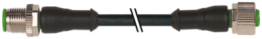 M12 M STR./M12 F STR. PUR-OB 4X0,34 BLACK ,+4M