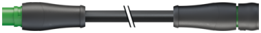 MQ15 MALE 0°/MQ15 FEMALE 0° 600VAC PUR 6X2.5 BK 0,6M