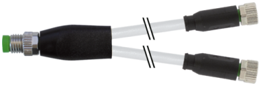 Y-DISTRIBUTOR M8 MALE /M8 FEMALE 0° A-COD PUR 3X0.25 GY 0,6M