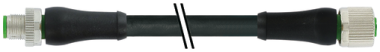 M12 POWER MALE 0° / FEMALE 0° S-COD. PUR 3X1.5 BK 3M