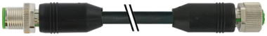 M12 KABLAGE 8P HANE RAK/HONA RAK SVART PUR 0,75M