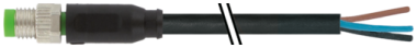M8 MALE 0GR A-COD. WITH CABLE PVC 3X0.34 BK UL/CSA 3.5M