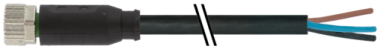 M8 FEMALE 0GR A-COD. WITH CABLE PVC 3X0.34 BK UL/CSA 3M