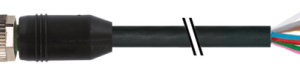 M12 MALE 0° A-COD. WITH CABLE PUR 8X0.25 BK 10M