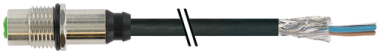 M12 FEMALE RECEPT. A-COD. SHIELDED REAR PVC 12X0.14 BK 2M