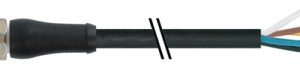 M12 POWER MALE 0° L-COD. WITH CABLE PUR 5X1.5 BK 10M