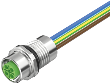 M12 POWER FEMALE RECEPT. S-COD. FRONT PUR-WIRES 4X1.5 1.5M