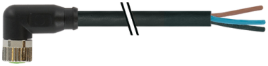 M8 F CONNECTOR 90GR WITH CABLE PVC-OB 3X0,25 BLACK 1M