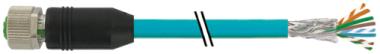 M12 FEMALE 0° A-COD. WITH CABLE SHIELDED TPE CAT5E 15M