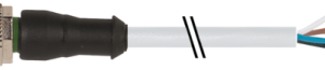 M12 F CONNECTOR STR. WITH CABLE PVC-JB 5X0,34 GREY  0.5M