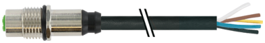 M12 FEMALE RECEPT. A-COD. REAR PUR 5X0.34 BK 3M
