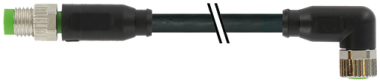 M8 M STR,/M8 F 90G PUR-OB 3X0,25 BLACK 0,2M