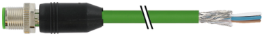 M12 MALE 0° D-COD. WITH CABLE SHIELDED GN 20M