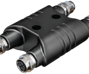 H-COUPLER M12 POWER MALE L-COD. / 3X FEMALE L-COD. 5-POL.