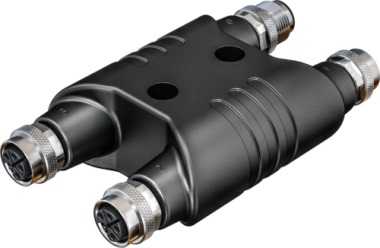 H-COUPLER M12 POWER MALE L-COD. / 3X FEMALE L-COD. 5-POL.