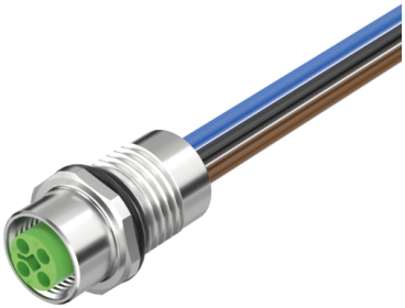 M12 POWER FEMALE RECEPT. T-COD. FRONT PUR-WIRES 4X1.5 1M