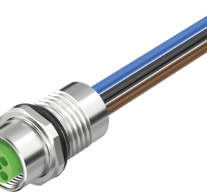 M12 POWER FEMALE RECEPT. T-COD. FRONT PUR-WIRES 4X1.5 1M