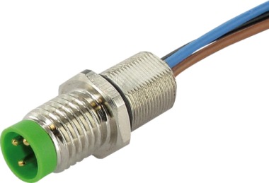 M8 MALE RECEPT. A-COD. FRONT INCL. NUT PUR-WIRES 3X0.25 0.5M