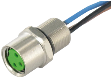 M8 FEMALE RECEPT. A-COD. FRONT INCL. NUT PUR 3X0.25 0.5M