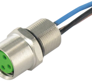 M8 FEMALE RECEPT. A-COD. FRONT INCL. NUT PUR 3X0.25 0.5M