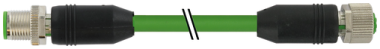 M12 M 0°/M12 F 0° ETHERNET PUR 2X2XAWG22 SHIELDED GREEN 3M