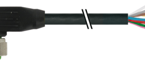 M12 FEMALE 90° A-COD. WITH CABLE PVC 8X0.25 BK UL/CSA 20M