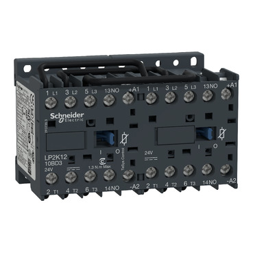Schneider Electric LP2K12 24V coil relay/contactor module with multiple screw terminals and wiring ports