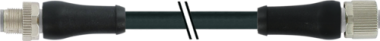 M12 POWER MALE 0° / FEMALE 0° L-COD. PUR 5X1.5 BK 20M